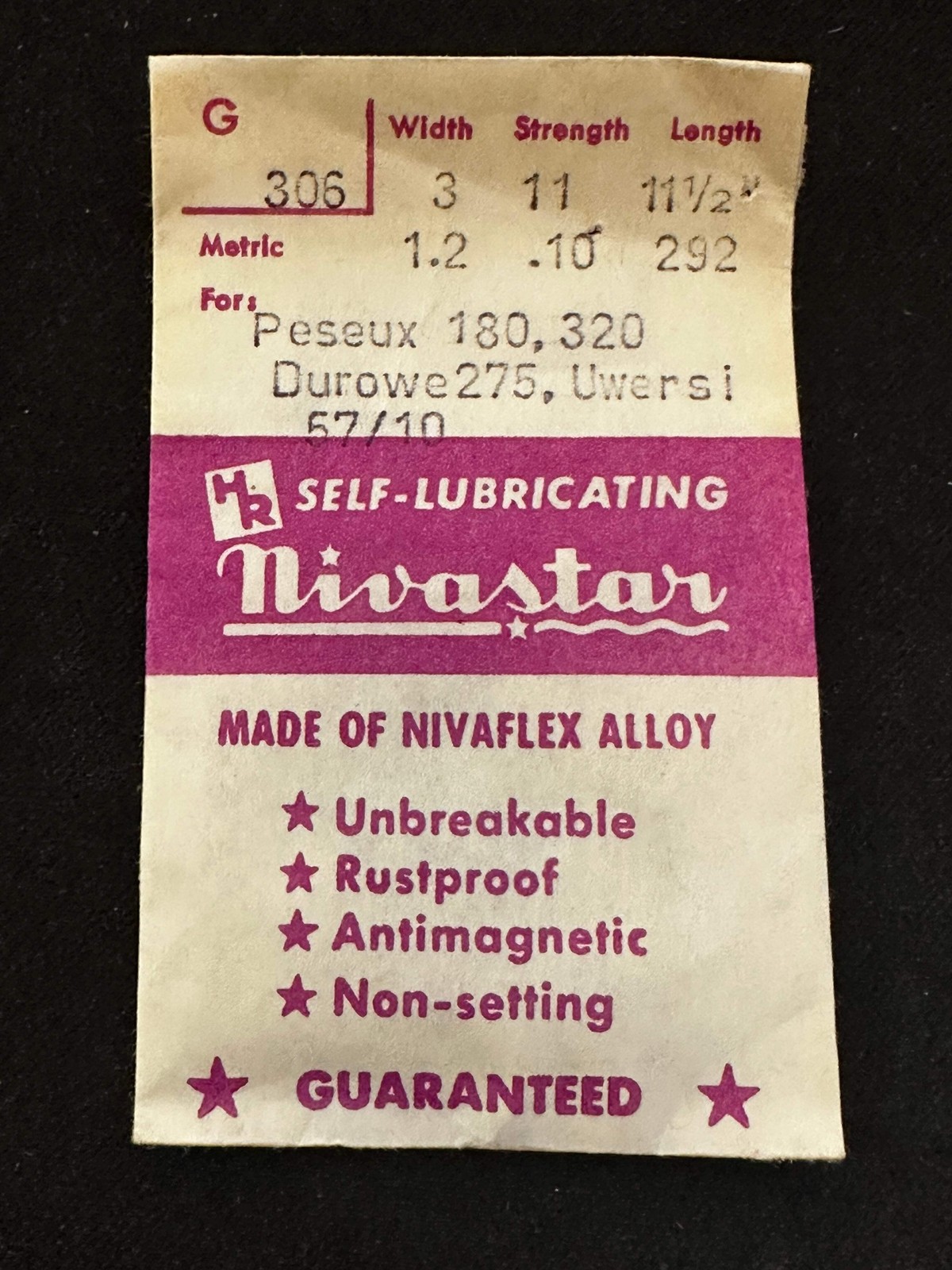 HR Nivastar Mainspring G306 for Peseux 180, 320, Durowe 275, Uwersi 57/10 – Allo
