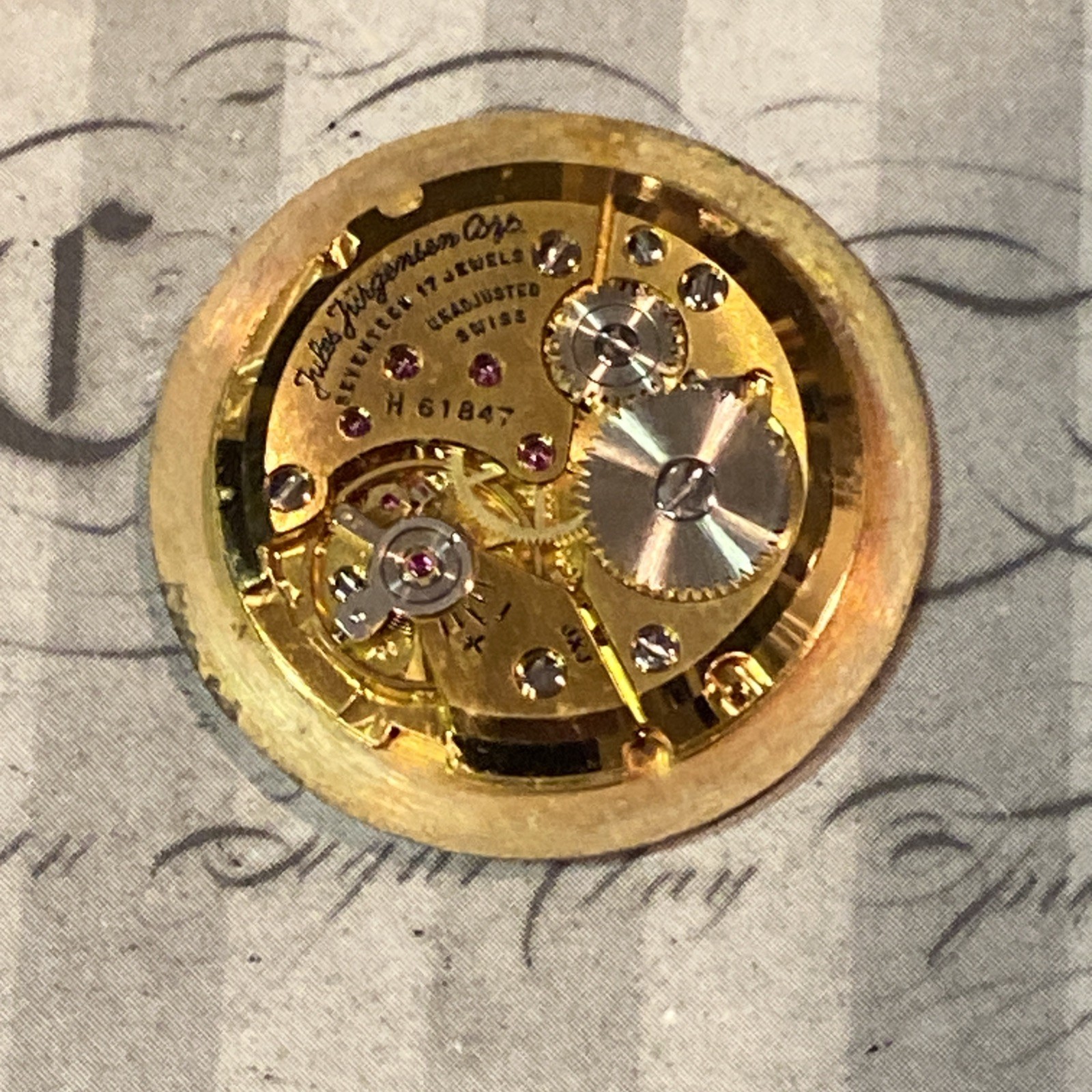 Vintage Jules Jurgensen Men’s Coin Dial Watch Movement 17 Jewels Good Balance