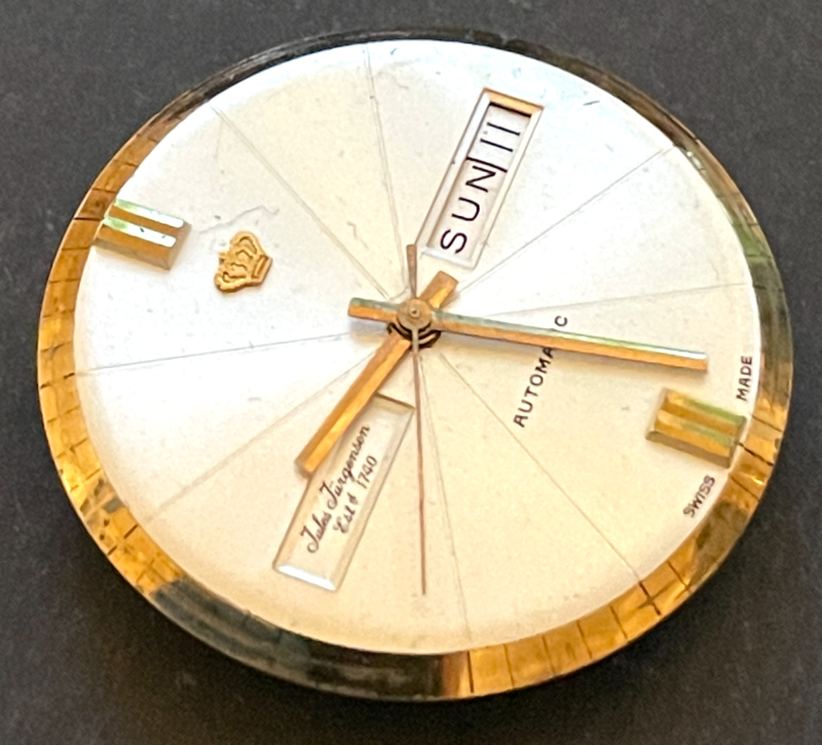 Vintage Jules Jurgensen Automatic Men’s Watch Movement Ticks Running 17j Swiss