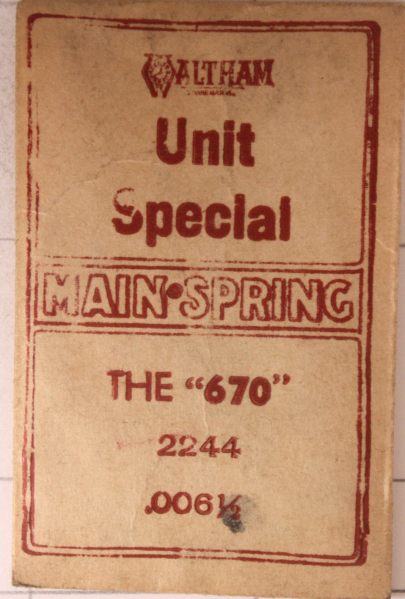 Watch Mainspring Waltham pt # 2244 model 670