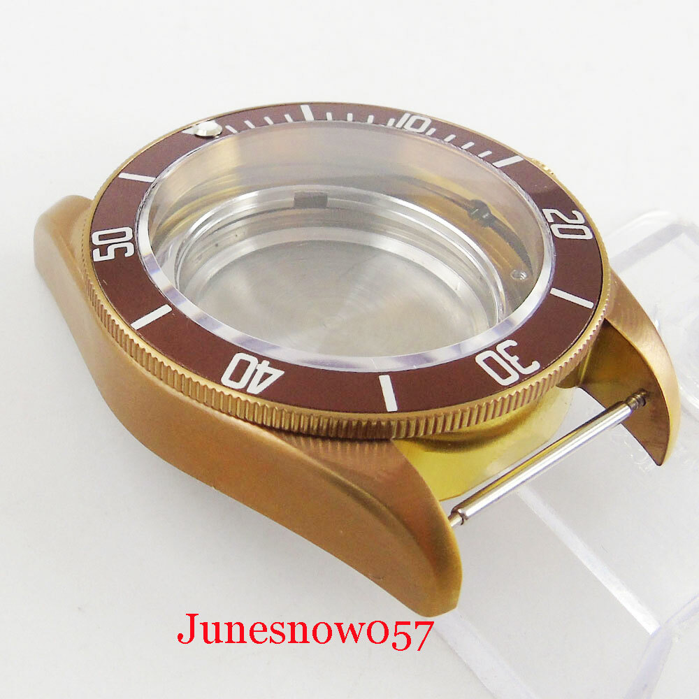 Fit ETA 2836 MIYOTA 8215 41mm Sapphire Glass Bronzed Watch Case Coffee Dial