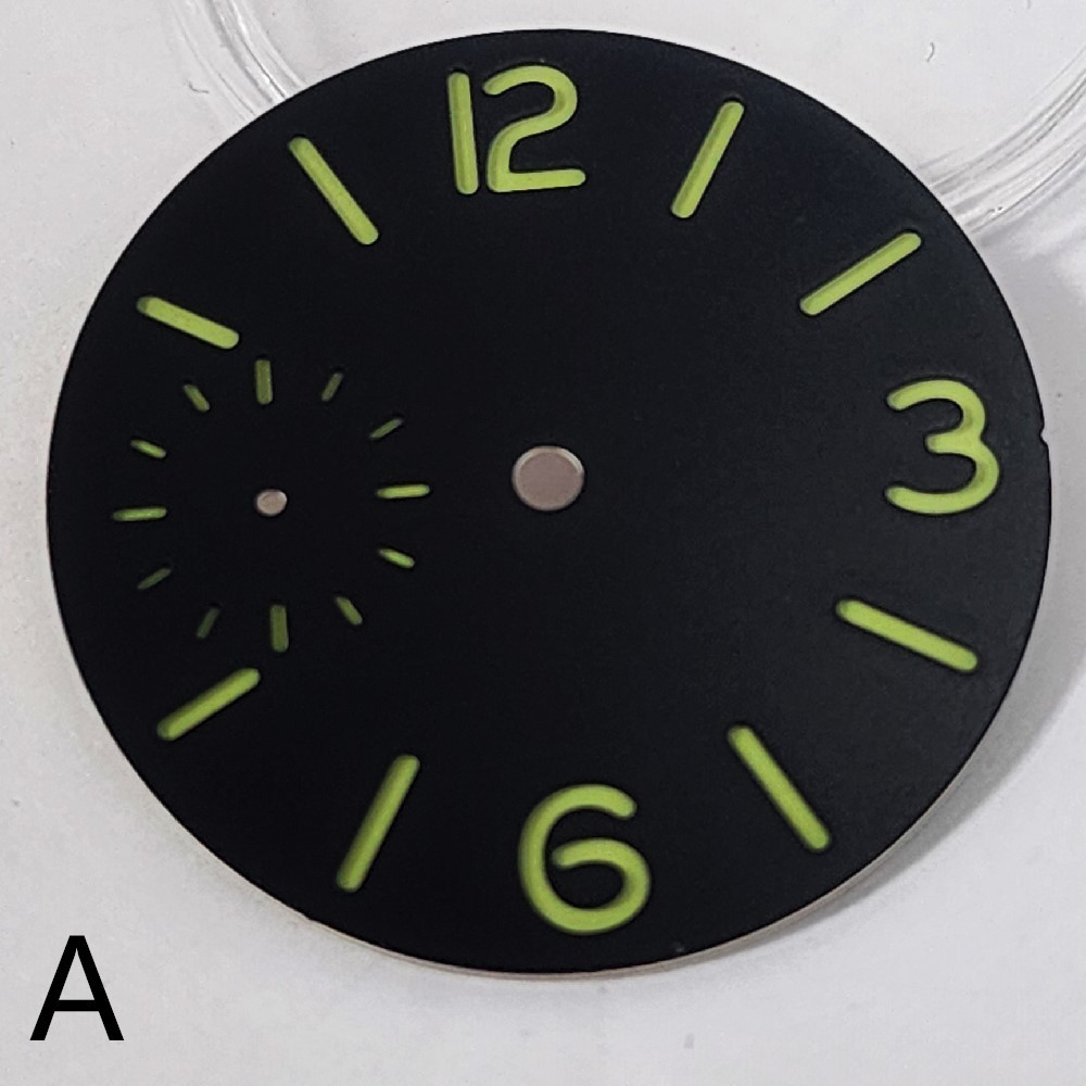37mm black blue green white watch dial fit ETA 6497 or Seagull ST3600 movement
