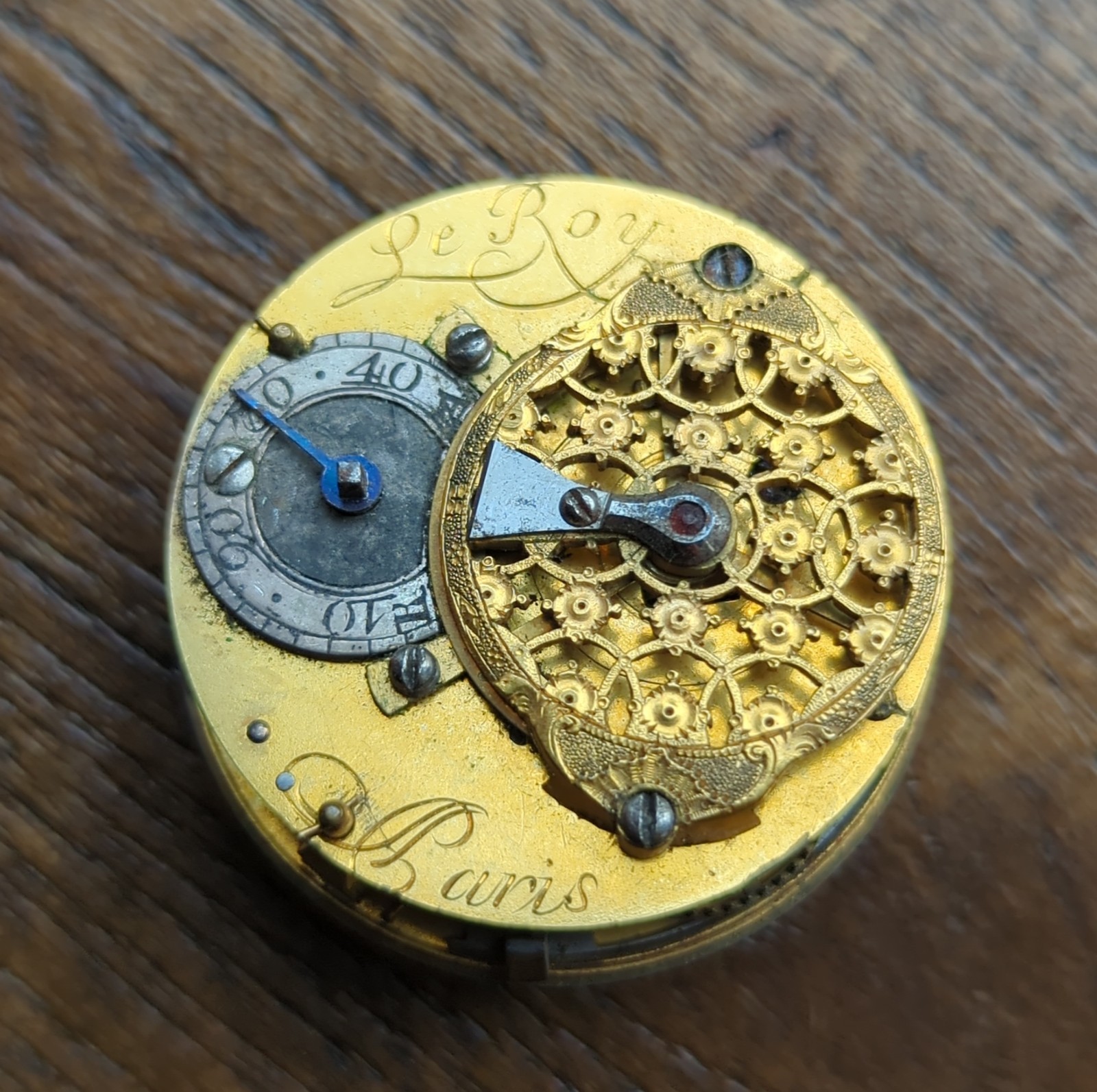 Le Roy Paris Verge Pocket Watch Movement Ticking, To Restore 18th Century (AT41)