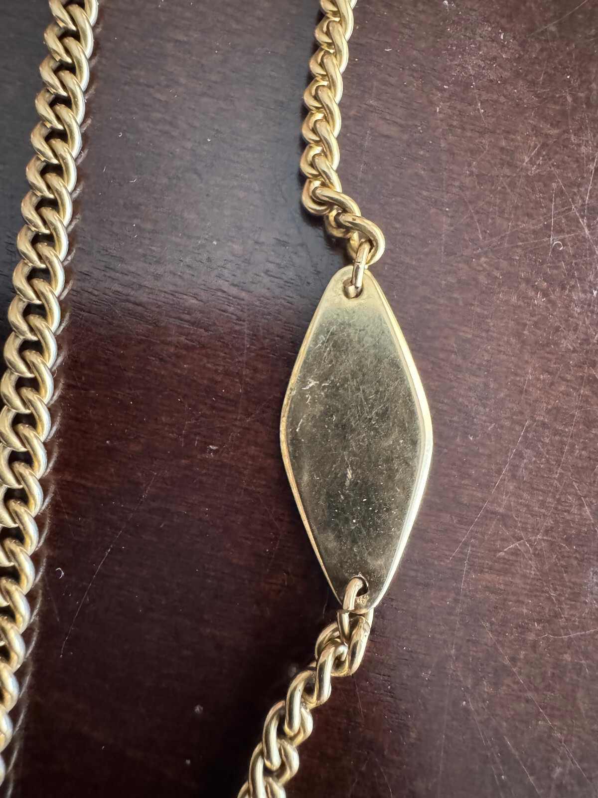 VINTAGE 18 INCH SIMMONS YELLOW GOLD FILLED POCKET WATCH CHAIN, NICE CONDITION