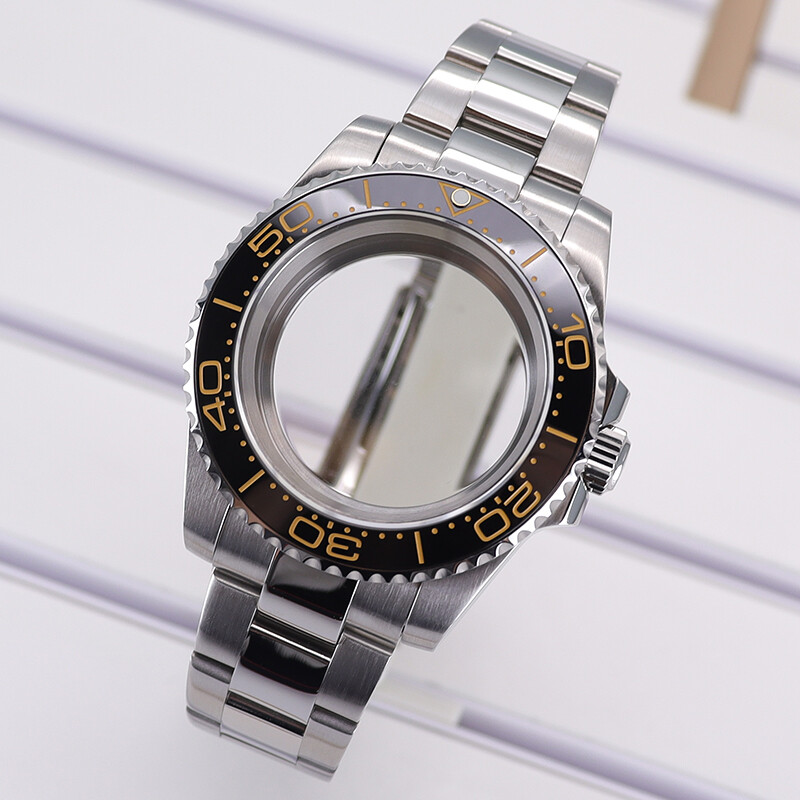 40mm Wire Drawing Watch Case Strap Sapphire Glass For Nh35 36 2824 8215 PT5000