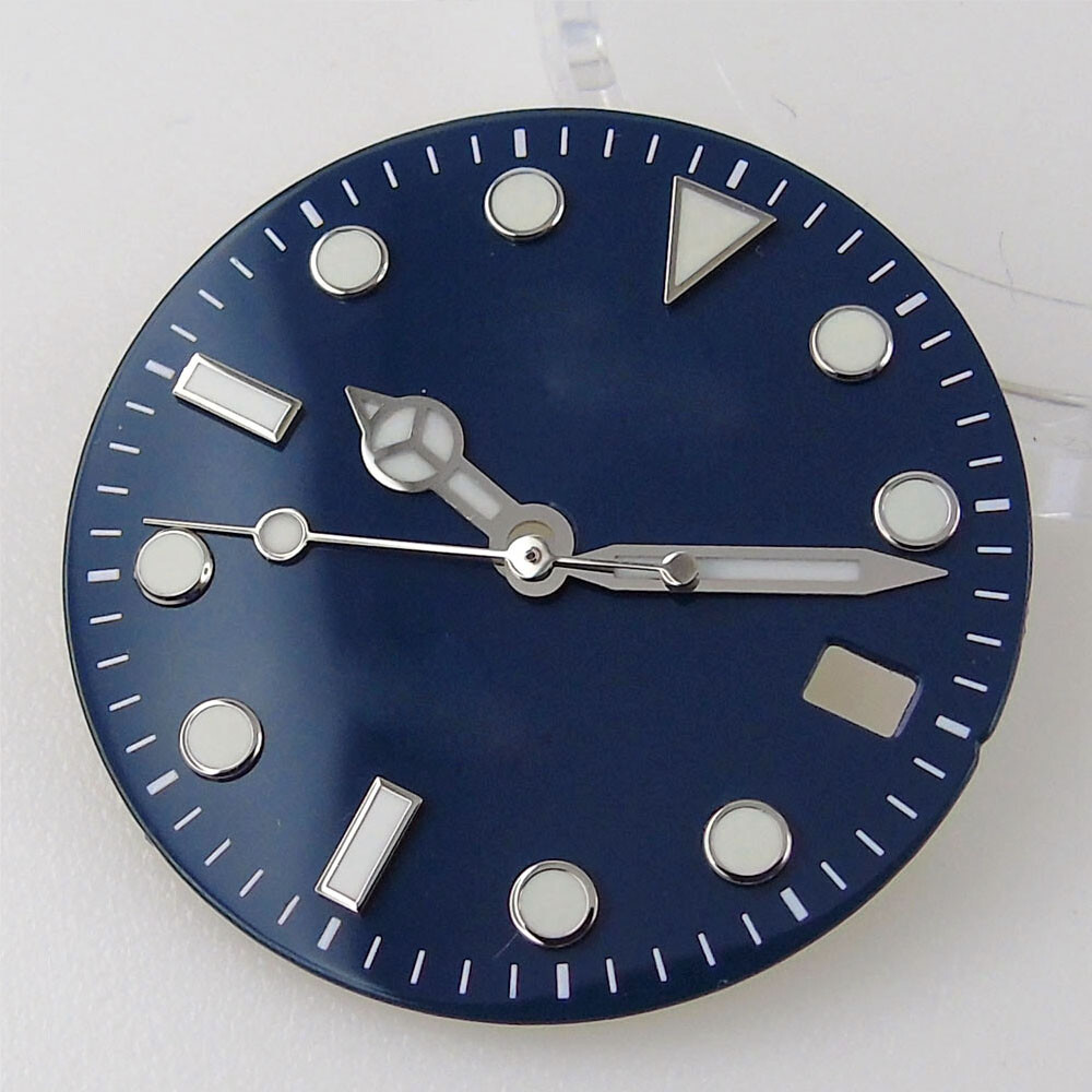 29mm Bliger Blue Orange Yellow Watch Dial Fit NH35A Movement Date Window Parts