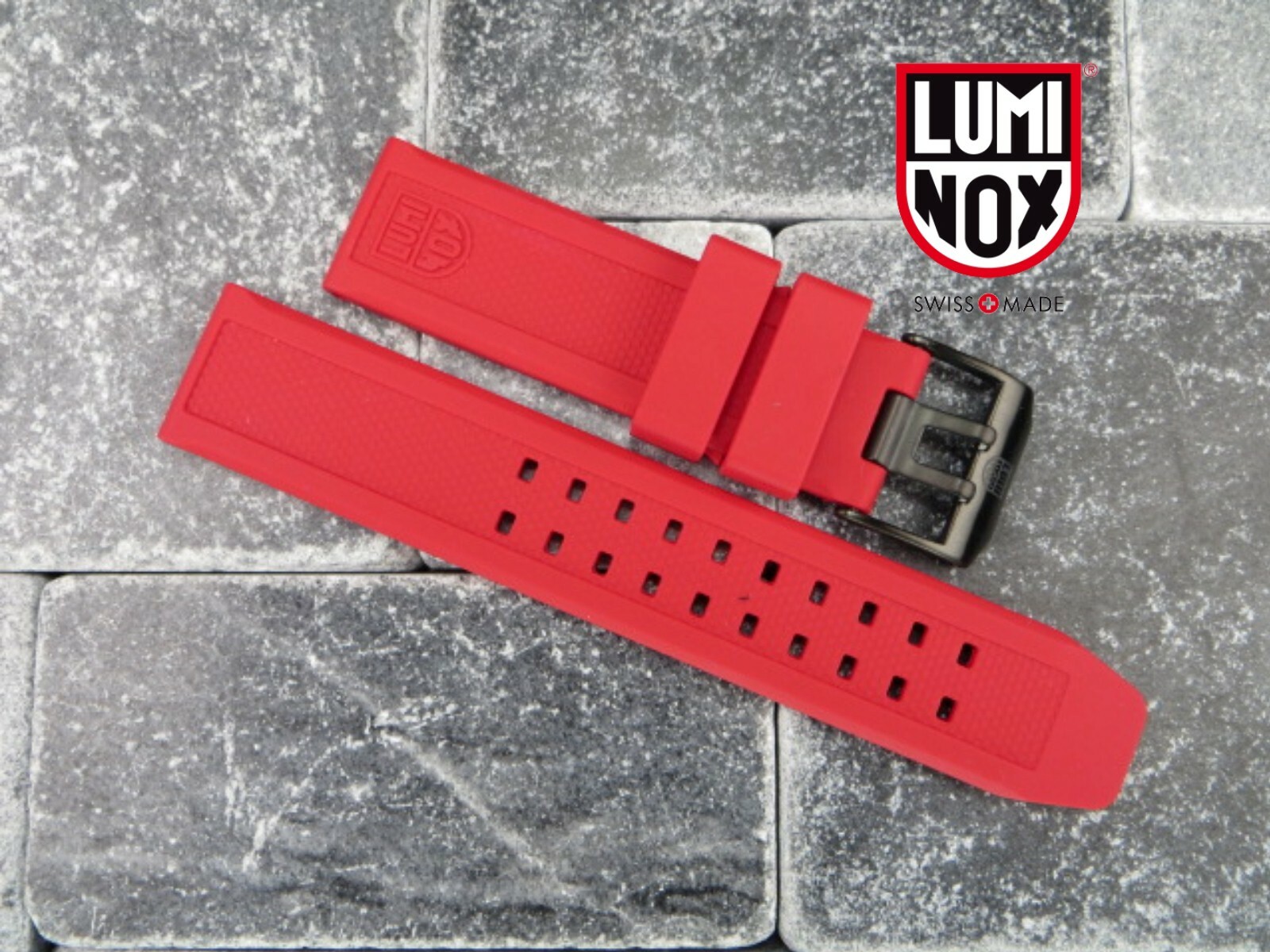 New LUMINOX 23mm Rubber Strap EVO Diver Watch Band 3050 3950 Colormark Red PVD
