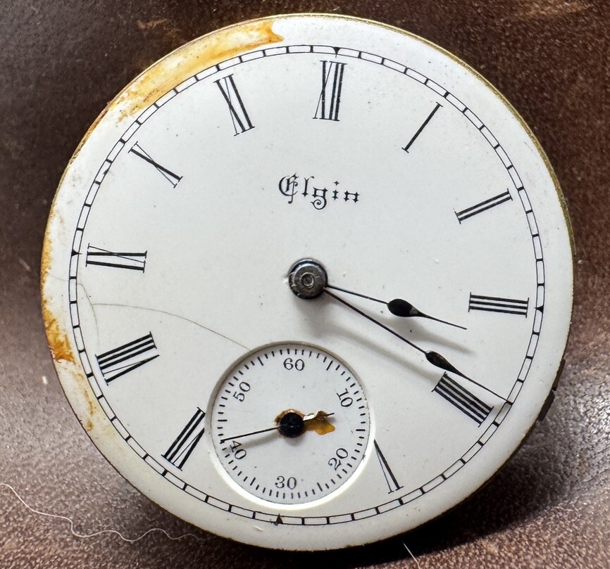 Vintage ELGIN GRADE 113 0S 11J Pocket Watch Movement. Good Staff