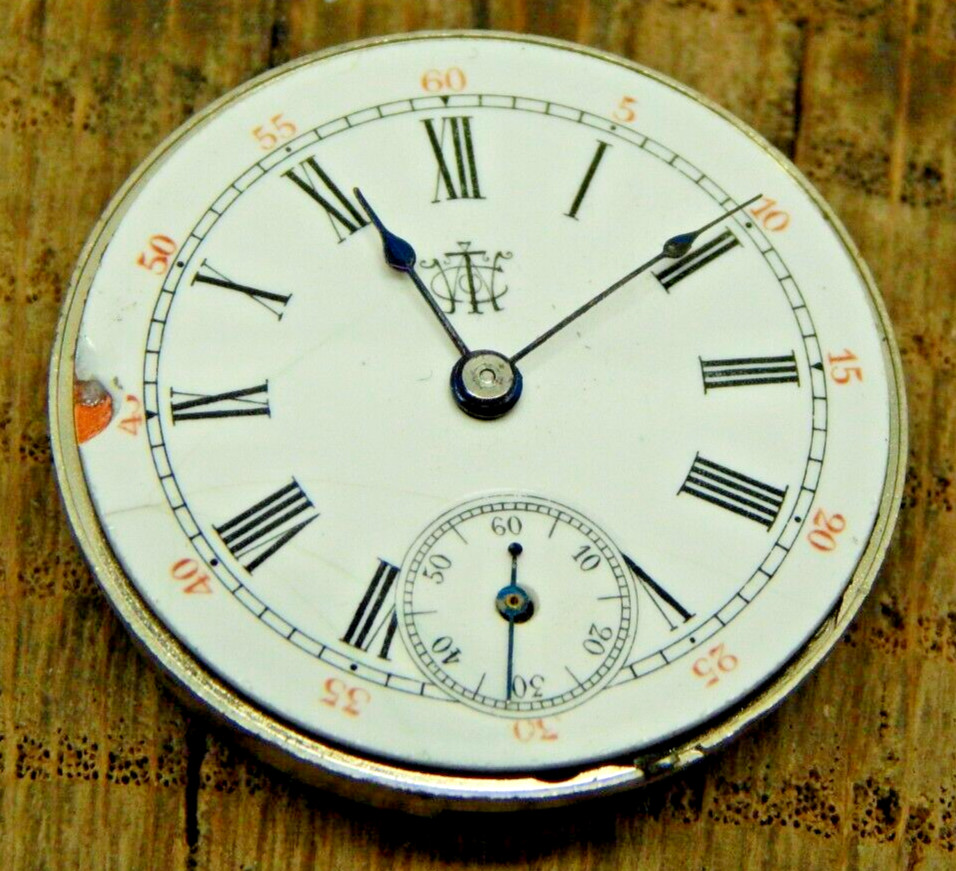Antique Vintage Pocket watch movement Trenton 27.0 mm 3/0 size 3/4 plate