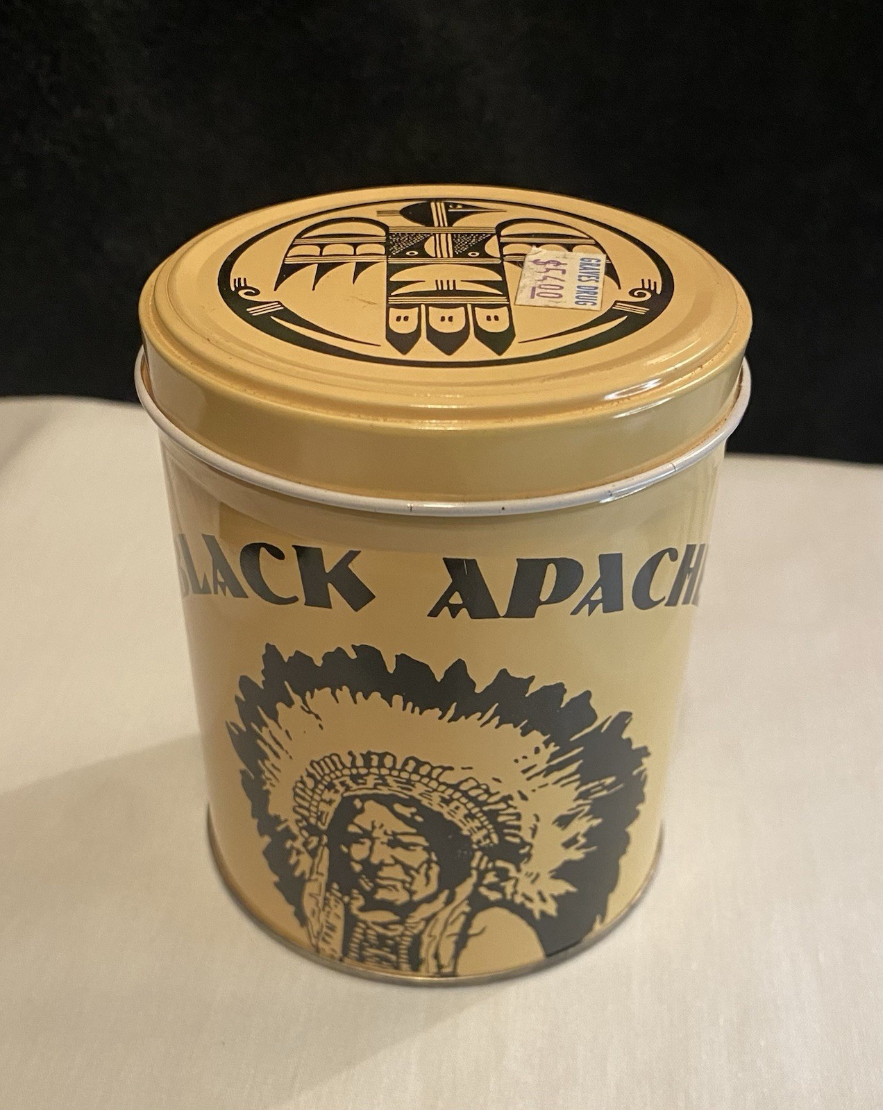 Vintage BLACK APACHE Watch Leather Band French Movement Native American Dial NOS