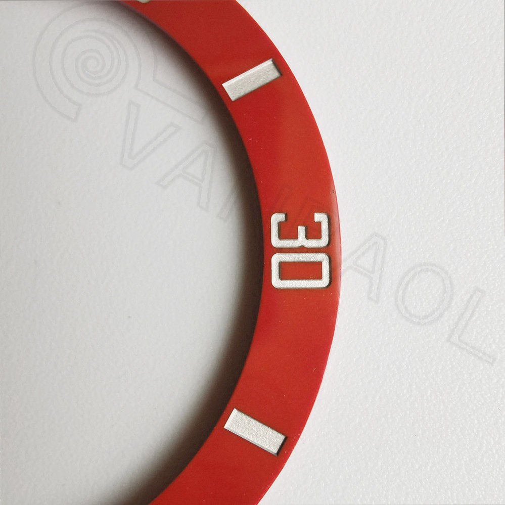 Platinum Filled Red Ceramic Bezel Insert For Submariner Mens Watch 38mmX30.7mm