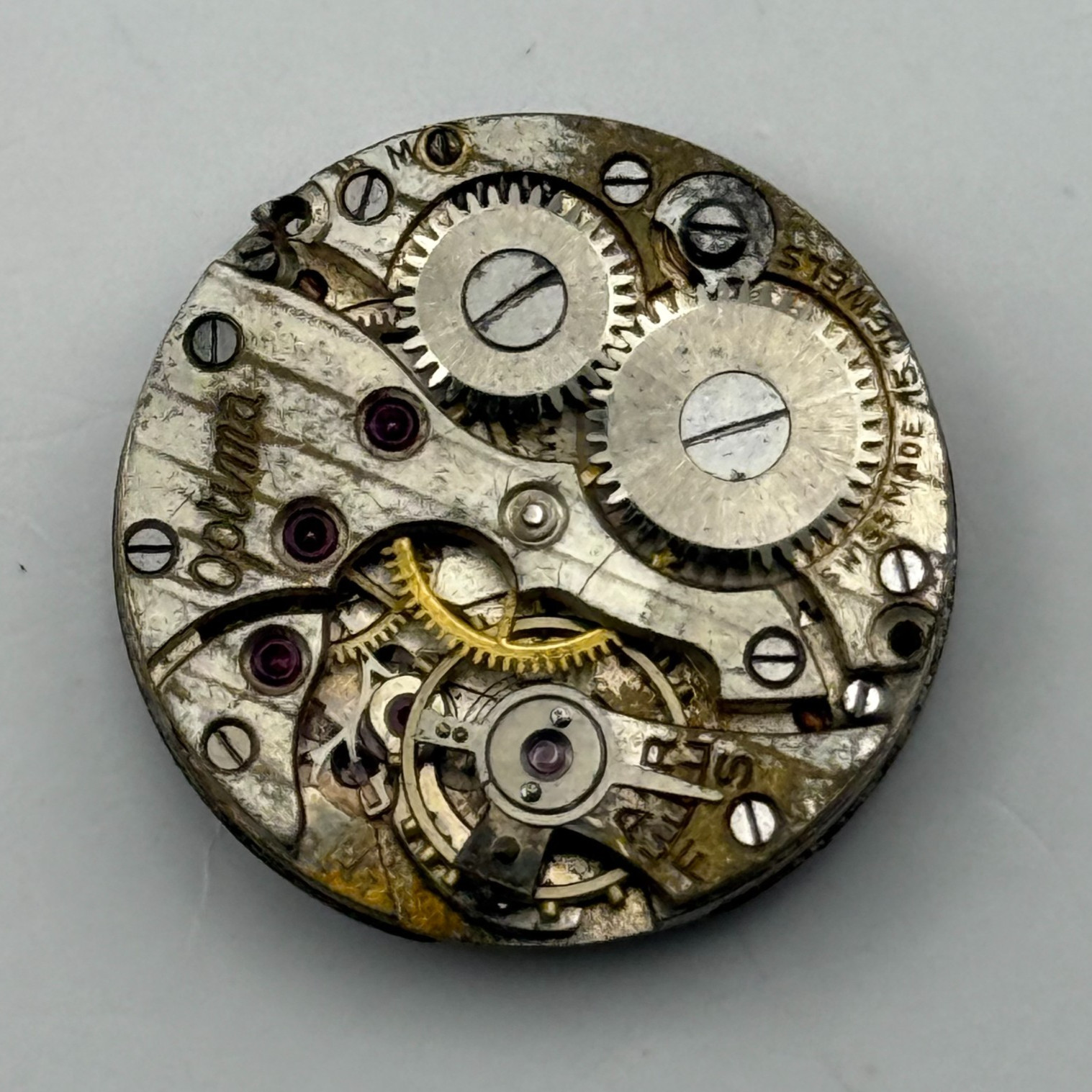 Optima Watch Movement 15 Jewels Swiss Subseconds Manual Wind Parts Repair 19.6mm