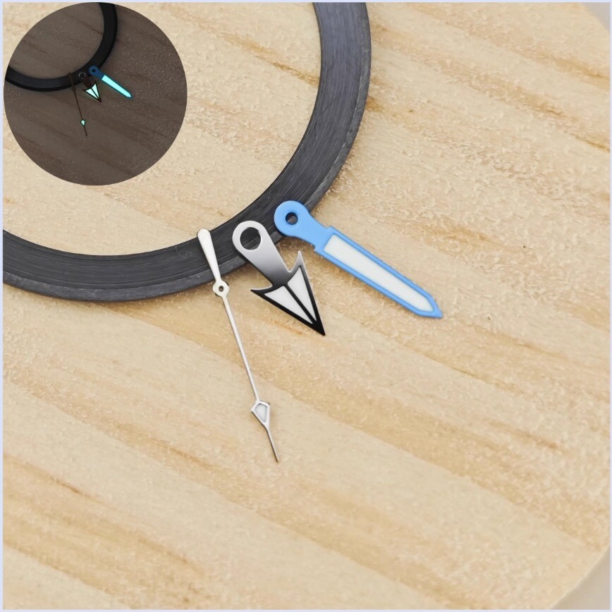 28.5mm NH35 Dial + Hands Gradient Blue 3D Dial Green Lume for NH35/NH36Movement