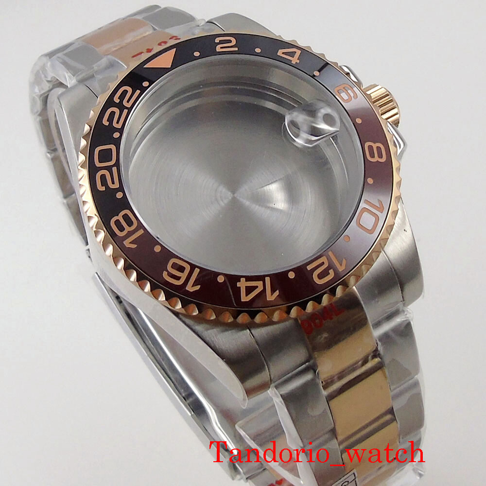 Bliger Watch Case For NH35 NH36 Two Tone Sapphire Glass Unidirectional bezel