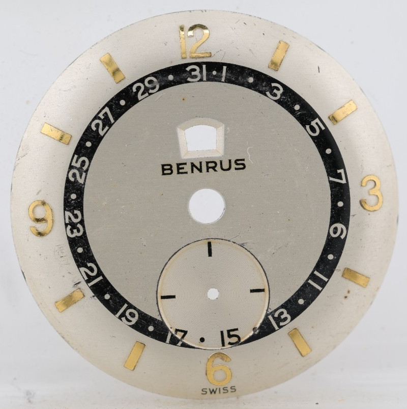 BENRUS DAY / DATE POINTER MID-CENTURY MODERN WRIST WATCH DIAL 28.3mm (OC)