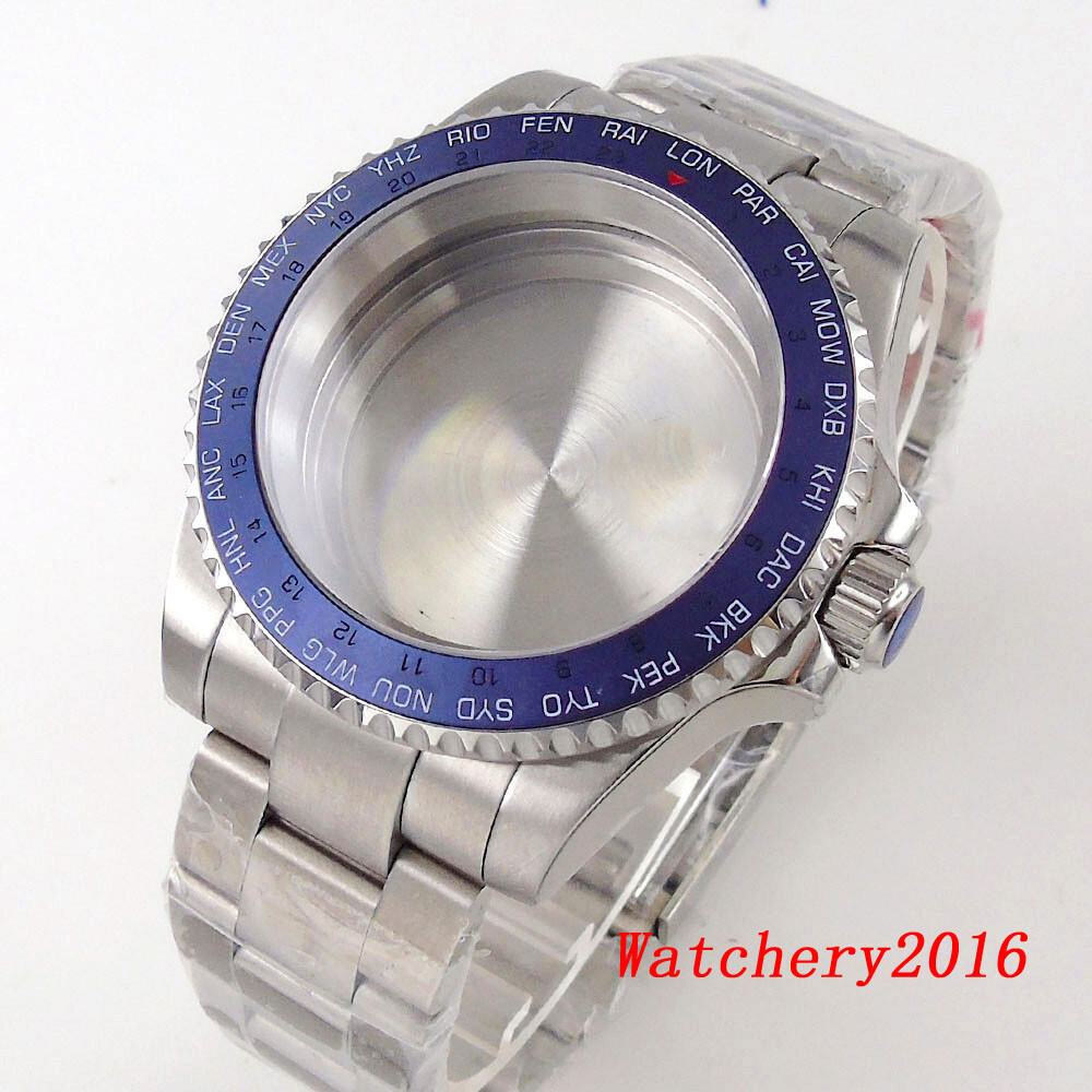 Bliger 40mm Mens Watch Case Fit NH35A NH34 Sapphire Glass Black Aluminum Bezel