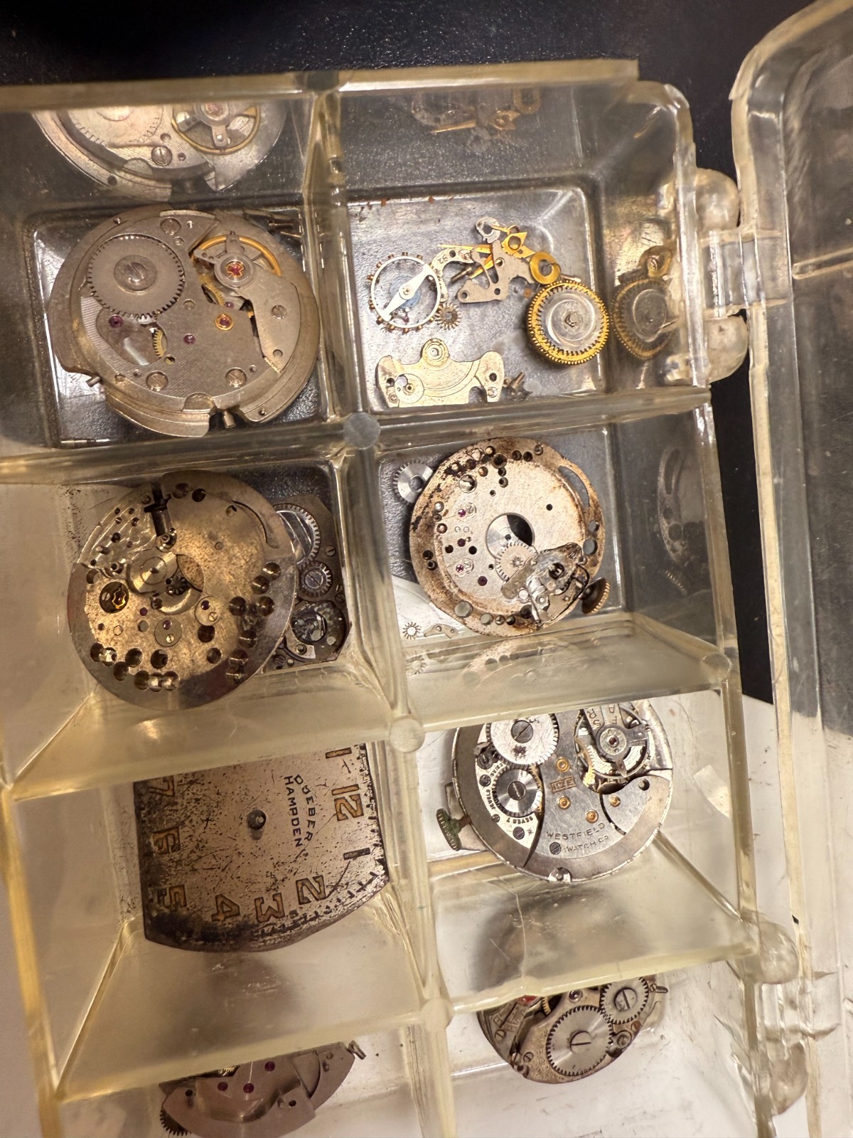 Vintage 1960’s 70’s Watch Movement Plate PARTS LOT Elgin Hampden Gear Crown