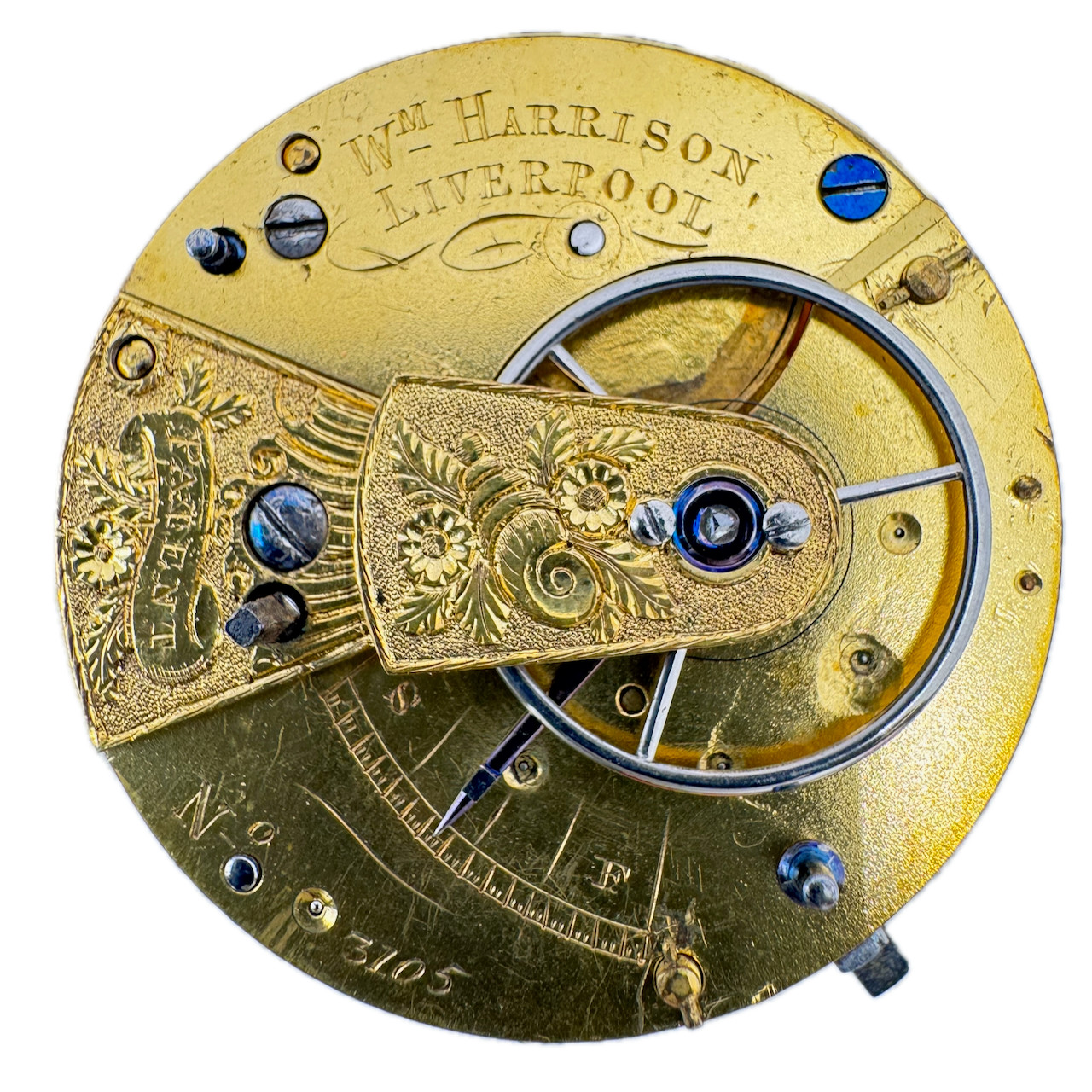 Antique 18s W. M. Harrison Key Wind Fusee Pocket Watch Movement Great Britain