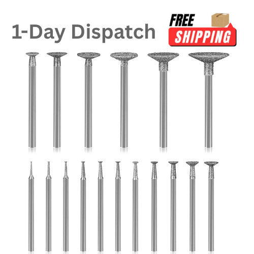 HOMEIDOL 17PCS Diamond Burr Bits Stone Carving Kit for Rotary Tools
