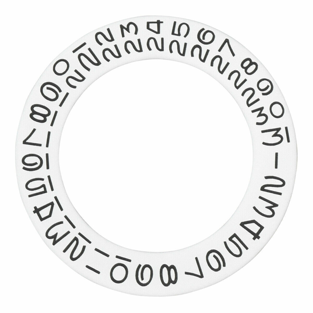 WHITE DATE DISC WHEEL OVERLAY FLAT 3 OPEN 6 – 9 FOR ETA DG MIYOTA FI 3135 ROLEX