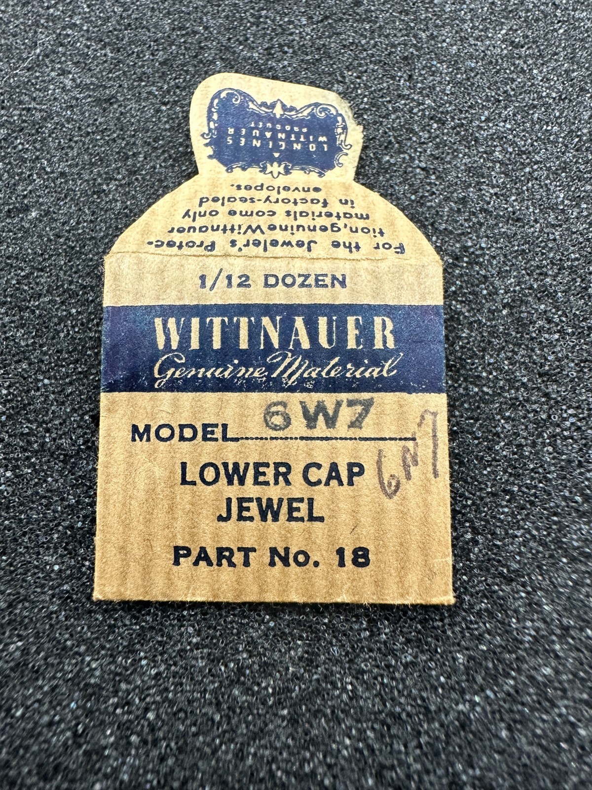 Rewind Watch Shop Wittnauer 6W7 LOWER JEWEL CAP Part 18 OEM NOS