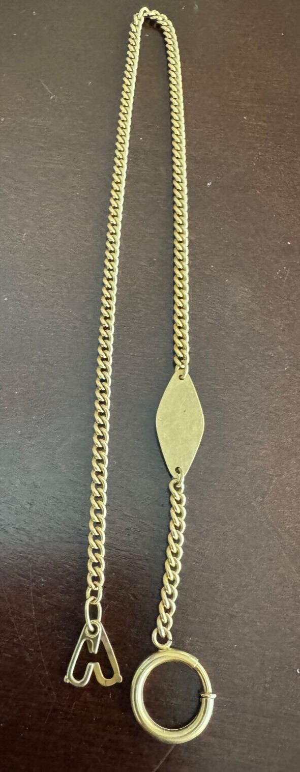 VINTAGE 18 INCH SIMMONS YELLOW GOLD FILLED POCKET WATCH CHAIN, NICE CONDITION