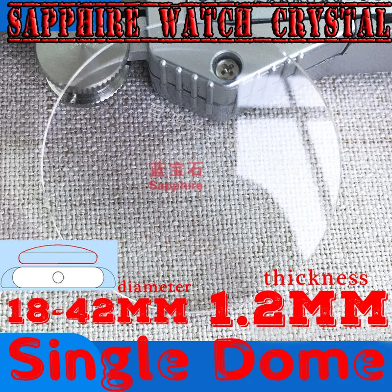 Single Dome 1.2mm Sapphire Watch Crystal 18mm to 42mm Replace Round Mineral Lens