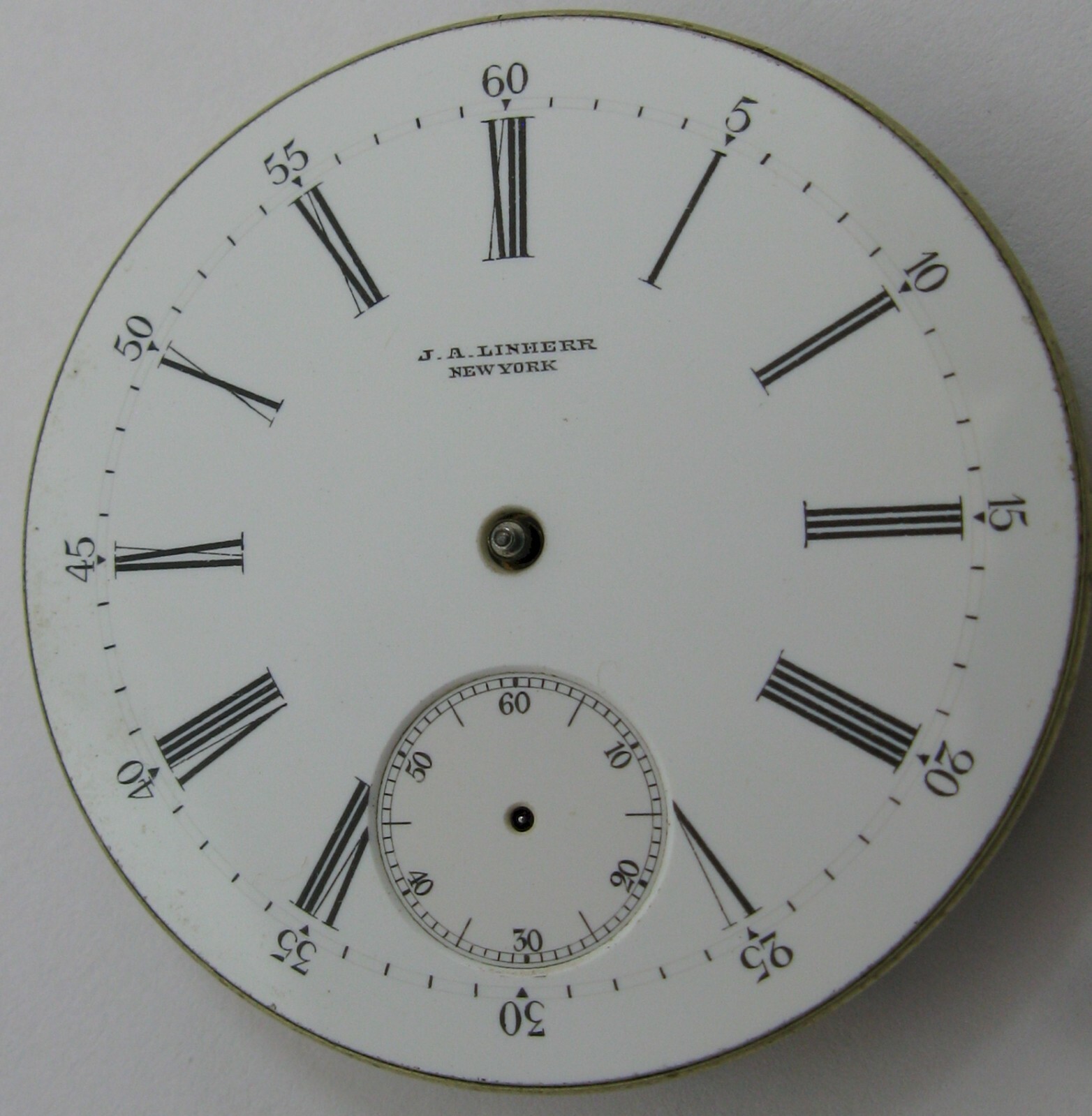 J. A. Linherr New York Pocket Watch broken movement … for parts …