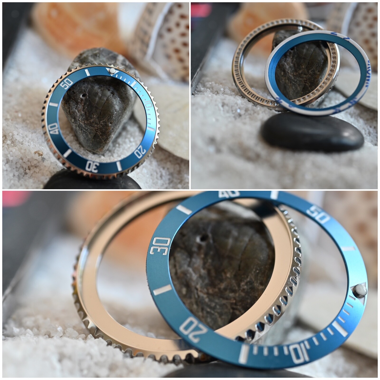 Sub Style Bezel + Blue Aluminum Sloped Insert for Seiko SKX007 SRPD ~ US Seller