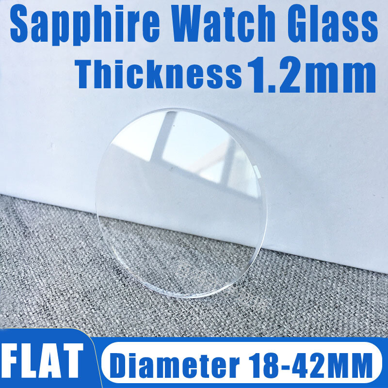 1.2mm Flat Round Sapphire Crystal 18-42mm Watch Lens Mineral Glasses Repair Part