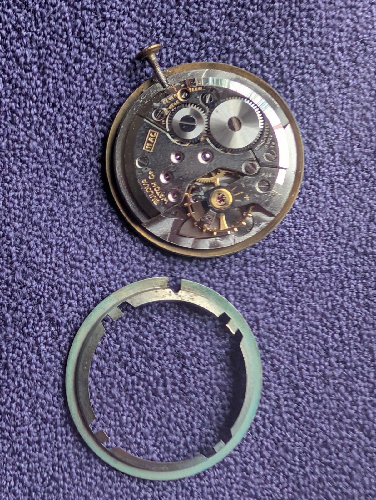 Vintage Bulova 11 AC Stem Wind 17j Men’s Wristwatch Movement Subdial for Parts