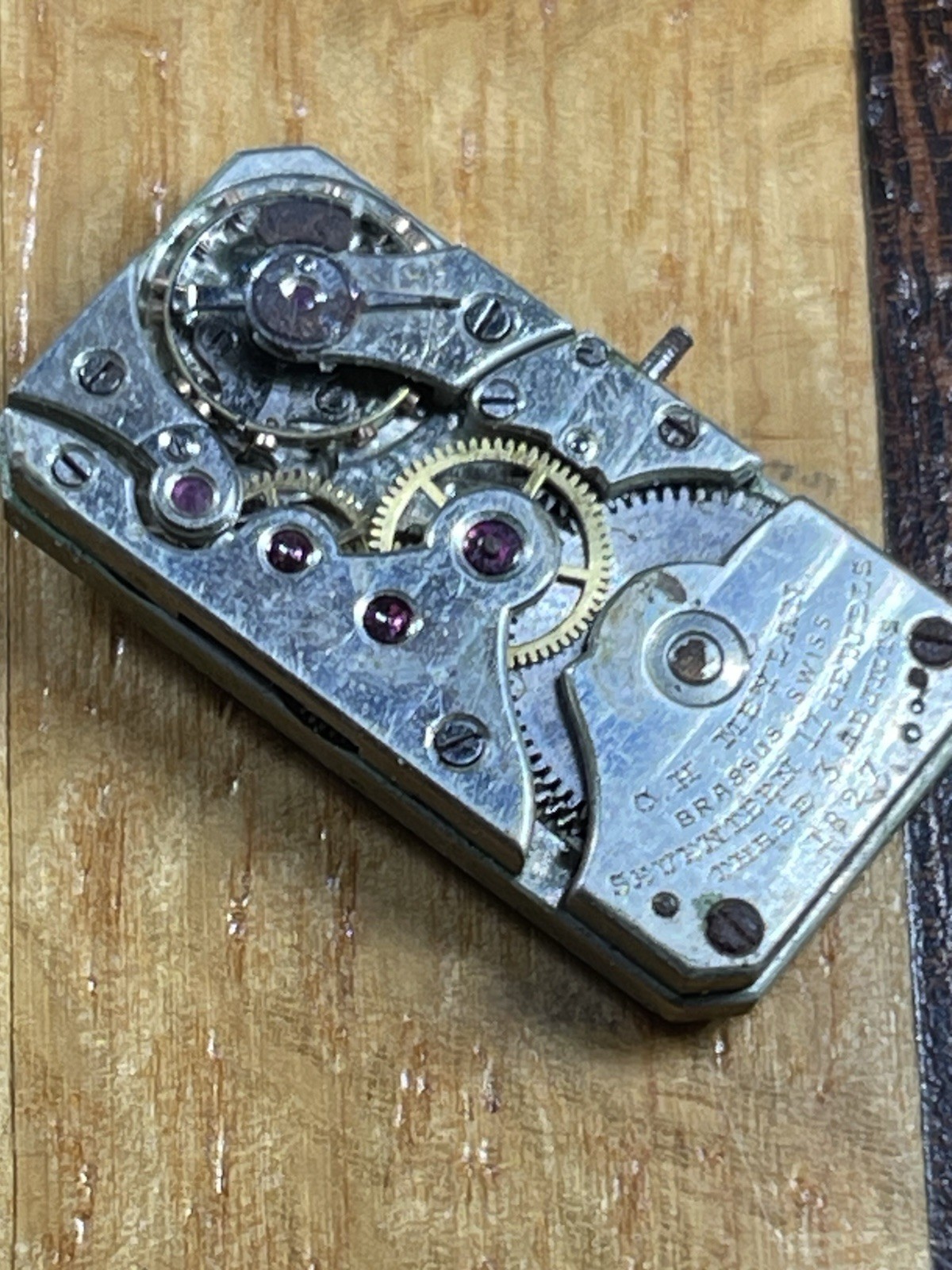 C.H. Meylan Brassus Swiss Watch Movement #1827 Rectangle Tank 17 jewels 3 Adj
