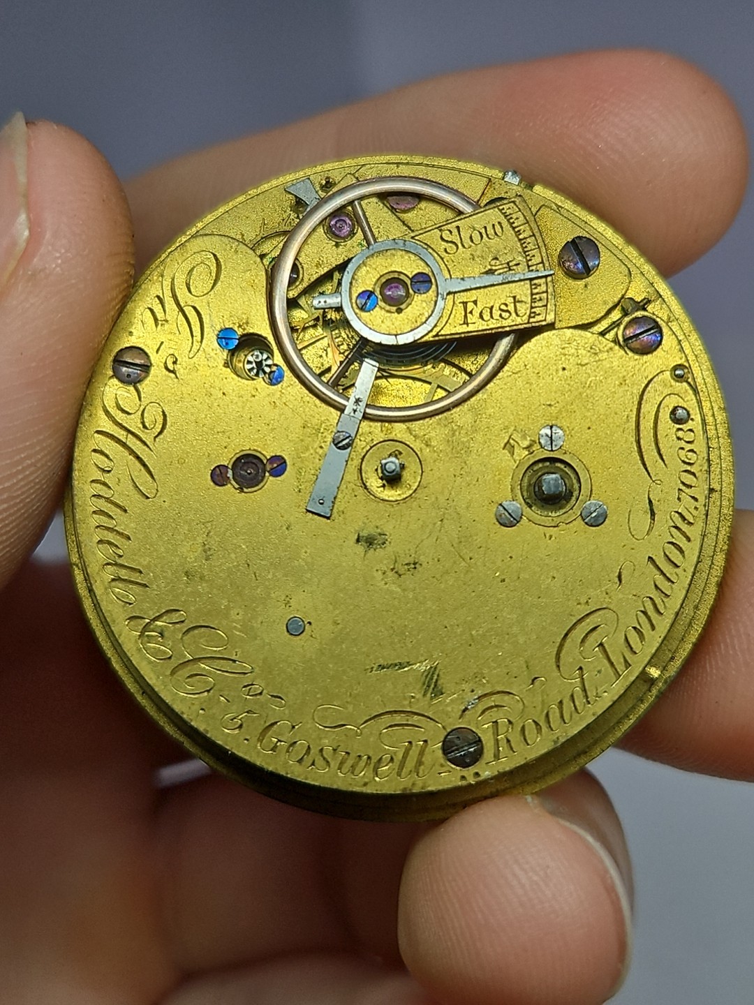 Antique James Hoddell London Pocket Watch Movement Parts Jas 42.29mm English