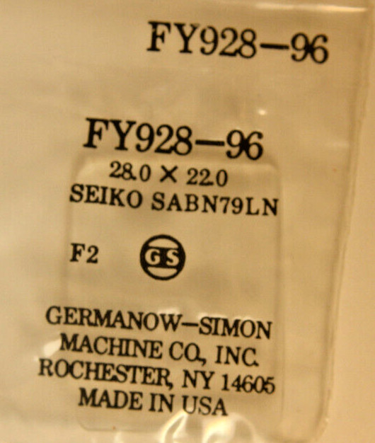 Watch Crystal Seiko Pt # SABN79LN G&S # FY928-96 ACRYLIC