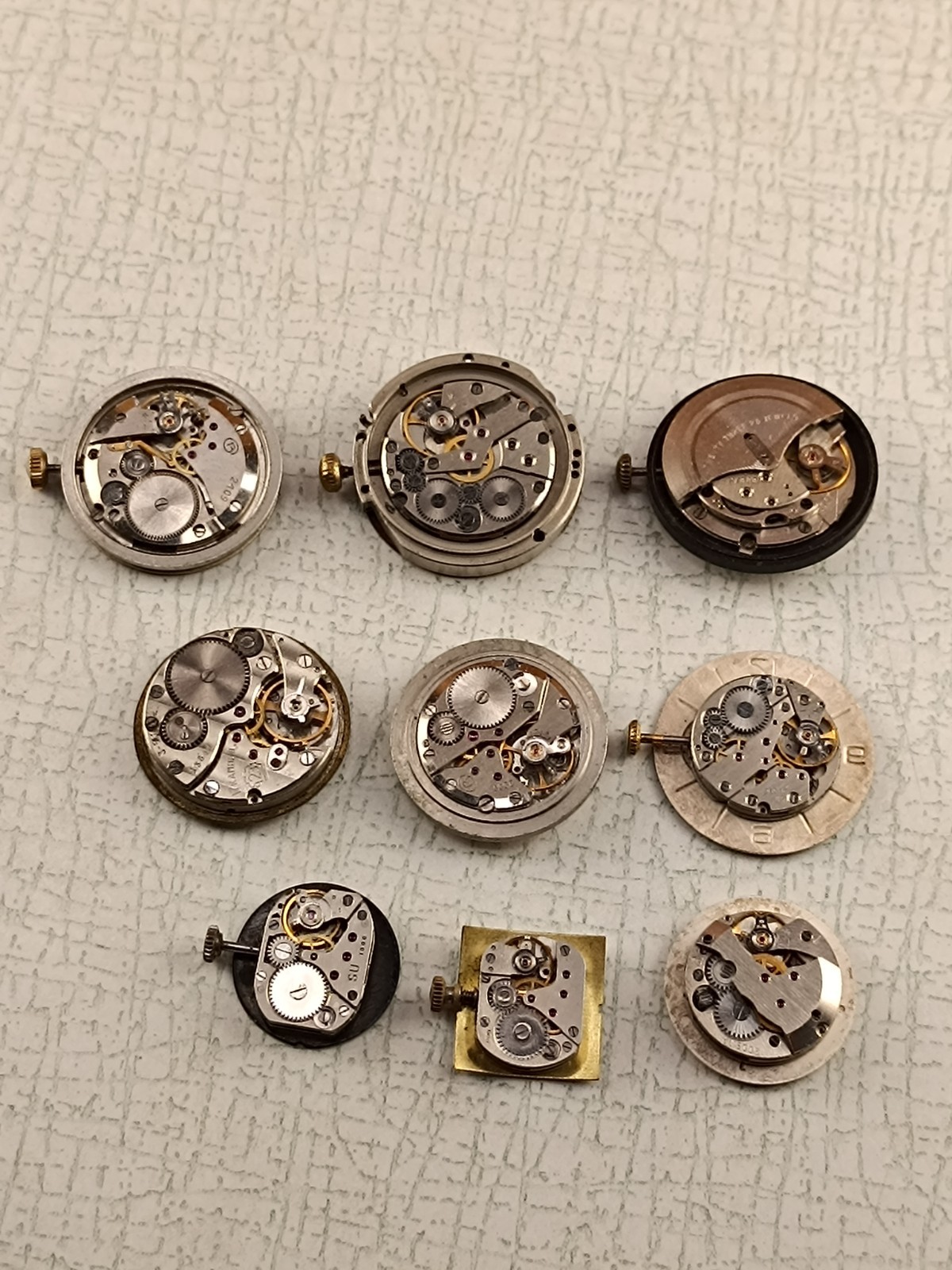 9 Vintage Soviet Mechanical Watch Movements Mixed Lot USSR For Parts Repair