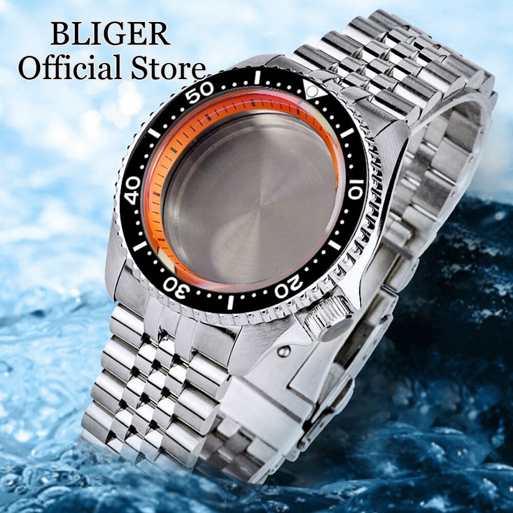 200M Waterproof 41mm Diver NH35 Watch Case Steel Strap Sapphire Glass 120 Clicks