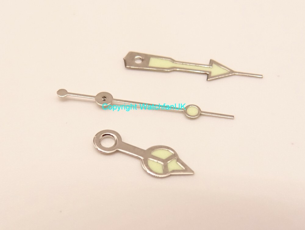 3 Watch Hands With Green Lume 1.2mm/0.7mm/0.2mm Fits Quartz ETA #A84-11