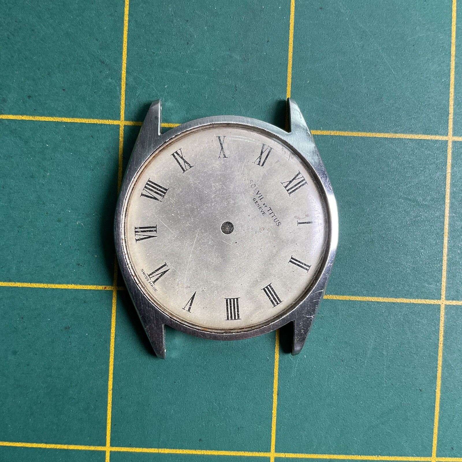 VINTAGE SOLVIL et TITUS 9235 STAINLESS STEEL WATCH CASE ROMAN DIAL FOR PARTS 72