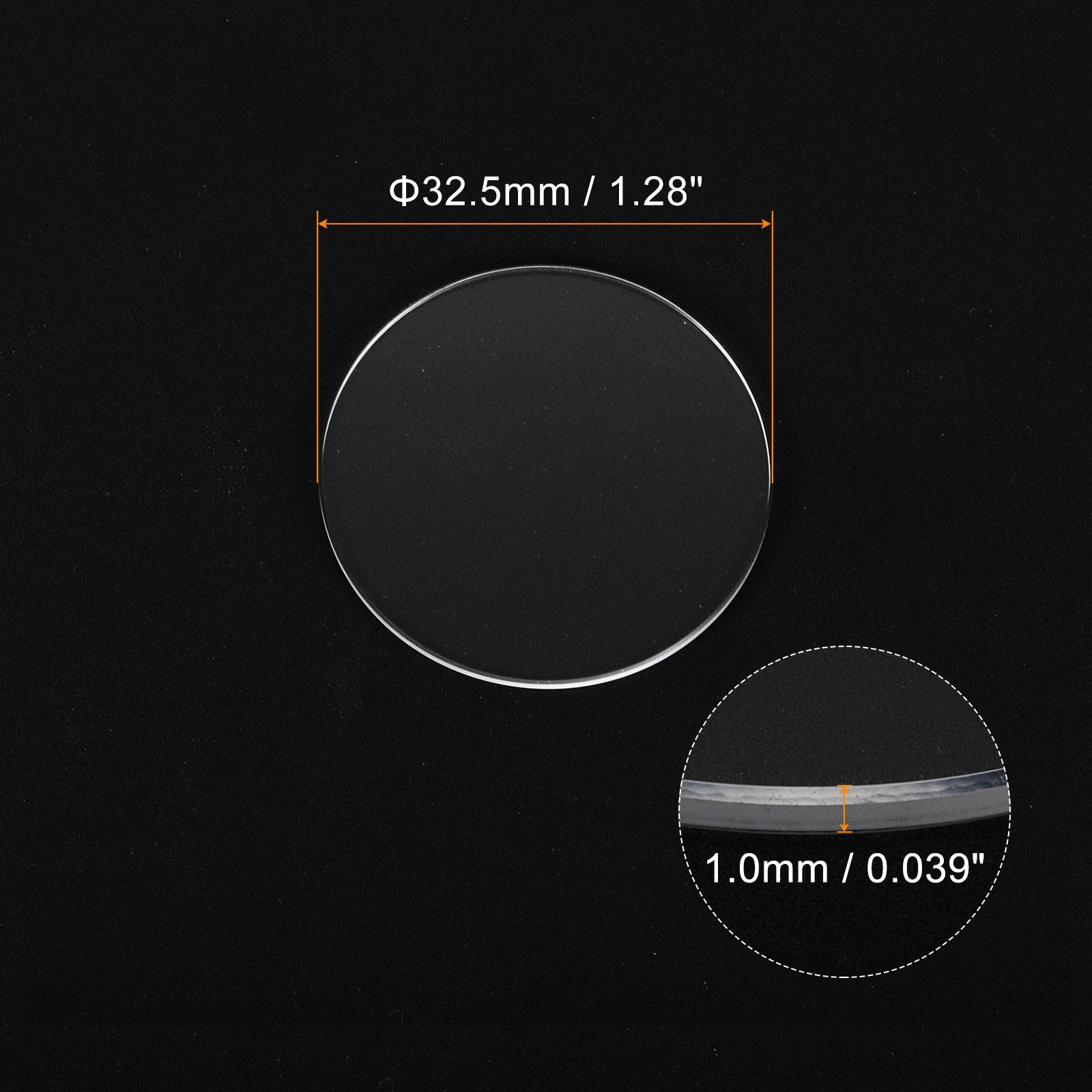 2pcs Watch Crystal Glass Lens 32.5mm x 1.0mm Beveled Edge Flat Glass Crystals