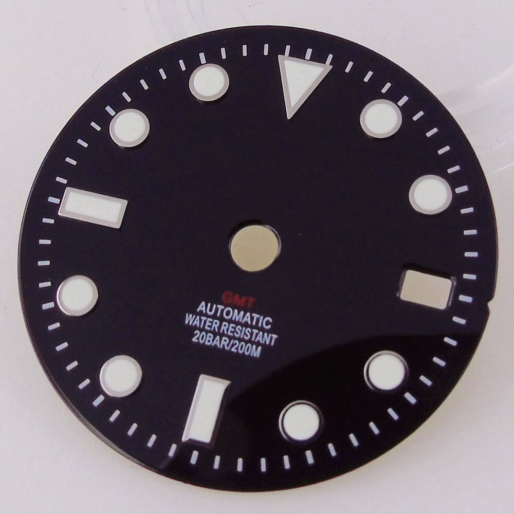 Green Luminous Black White 29mm Watch Dial Hand fit NH34A NH34 GMT Watch Part