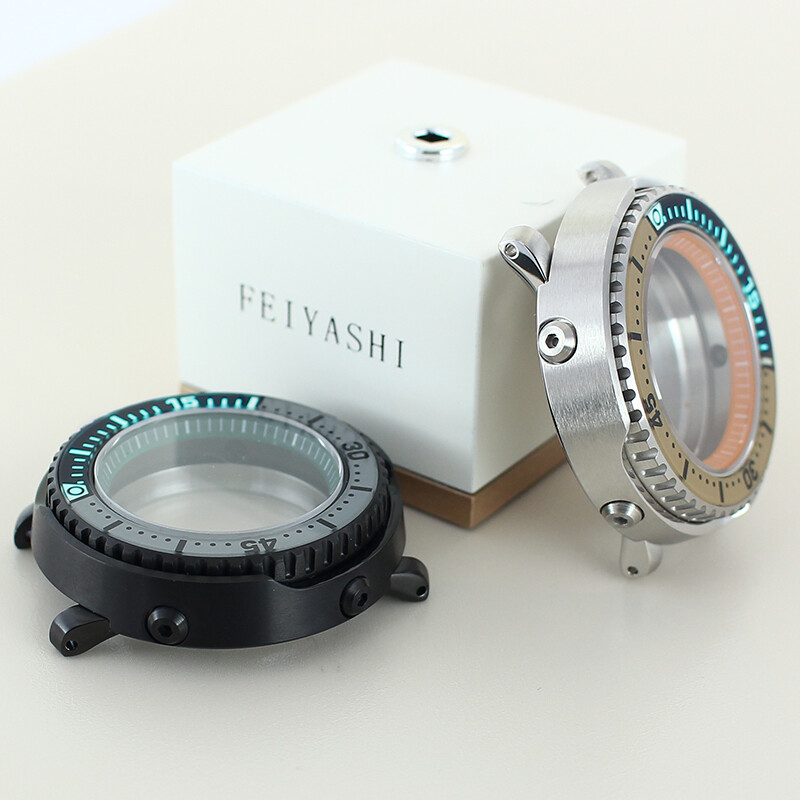 43.3mm Tuna Baby Watch Case Parts Sapphire Glass Chapter Ring For Seiko nh35nh36
