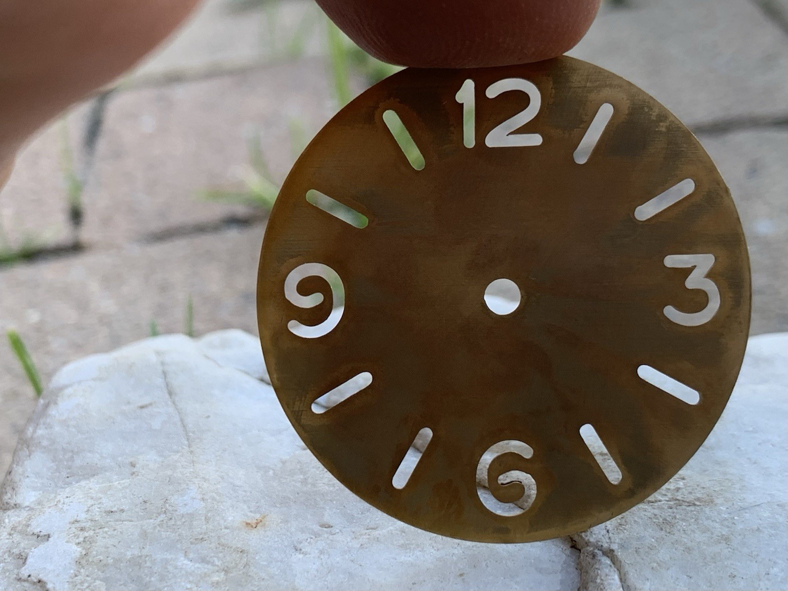 Skeleton / Ø 39 mm – watch dial , engraved / brass / oxidized