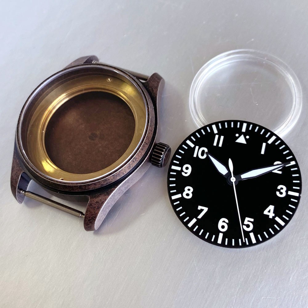 Bronze Plated 39mm Pilot Watch Case+Dial Set Fit NH35 Miyota8215 ETA2824 PT5000
