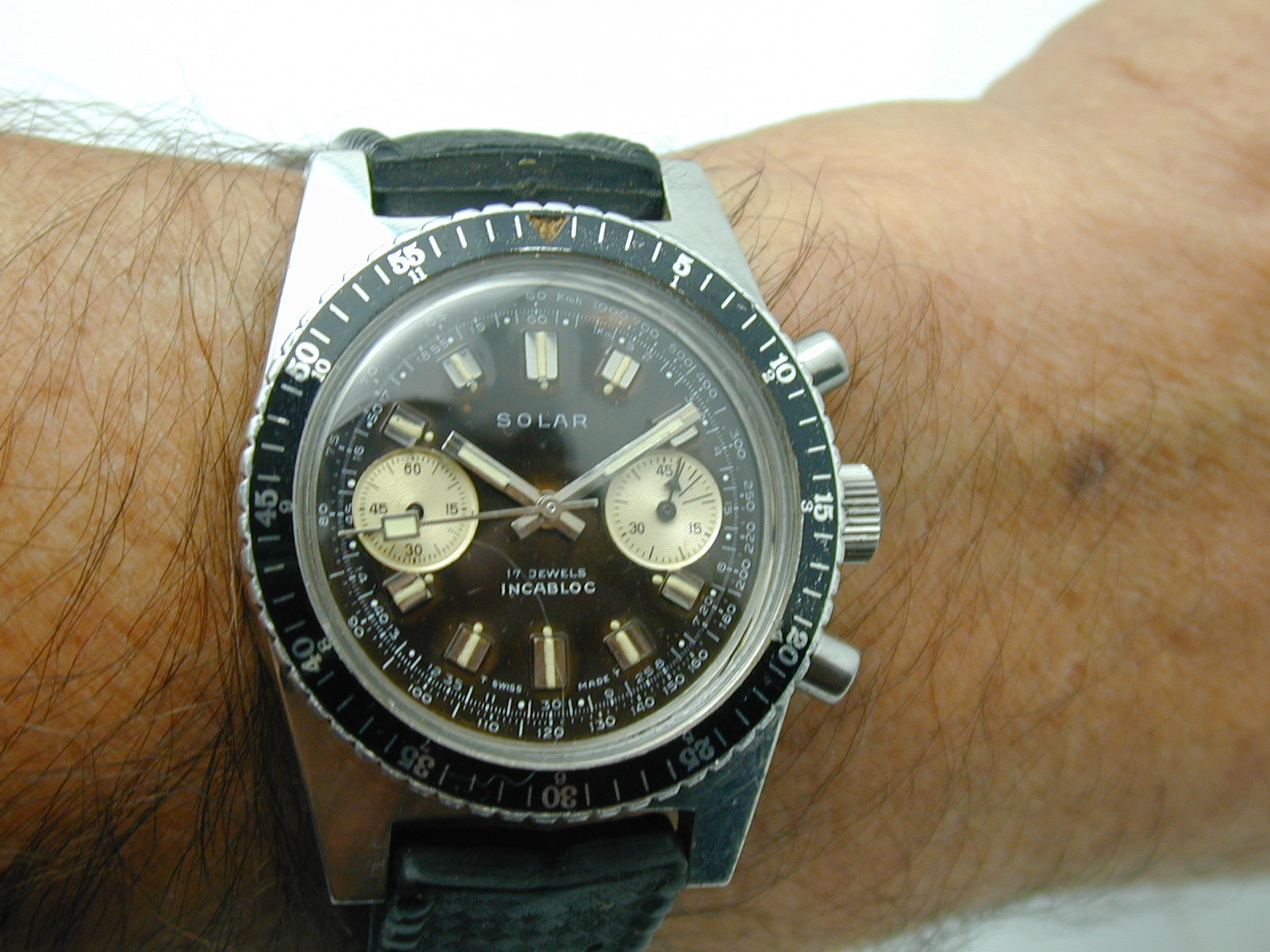 SOLAR VINTAGE 1960S SCREW DOWN CROWN DIVER CHRONOGRAPH VALJOUX 7733