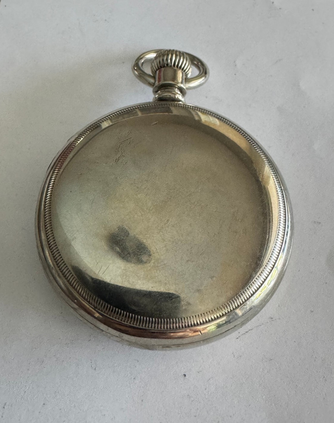 VINTAGE 18 SIZE DUEBER POCKET WATCH SILVERINE CASE PENDANT & LEVER SET