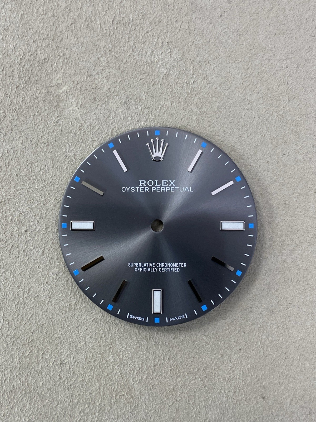 Rolex Oyster Perpetual Genuine 39mm 114300 Slate Grey Rhodium Blue Watch Dial