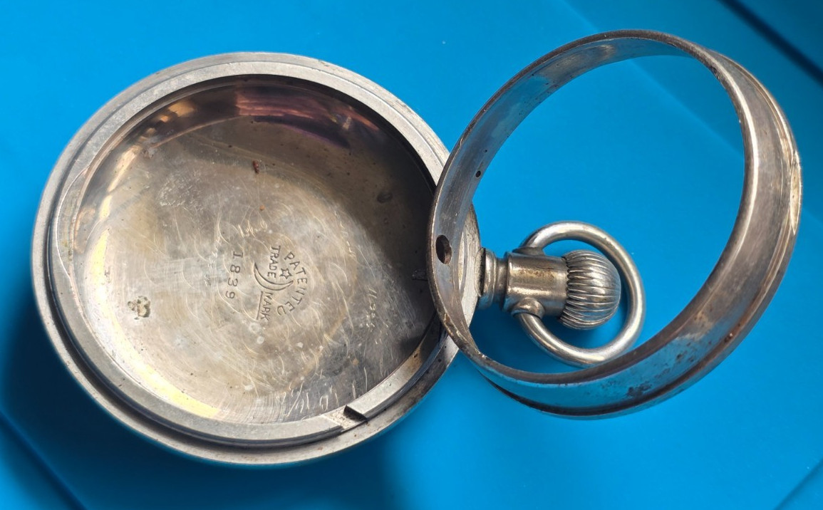 18 SIZE CRESCENT POCKET WATCH CASE WITH TRAIN LEVER AND PENDANT SET