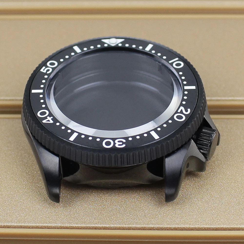 38mm PVD Black Watch Case SKX013 Mod Sapphire Glass 3.8 crown For NH35 Movement