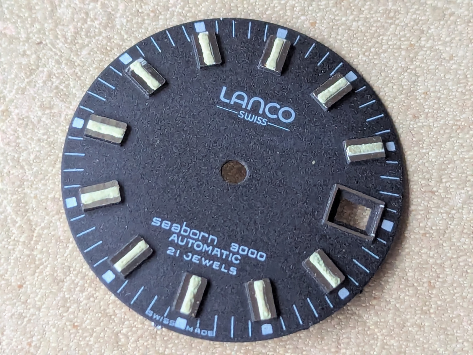 Two (2) Vintage 1970’s Lanco Swiss Seaborn 3000 Diver Watch DIALS ONLY – 26.9 mm