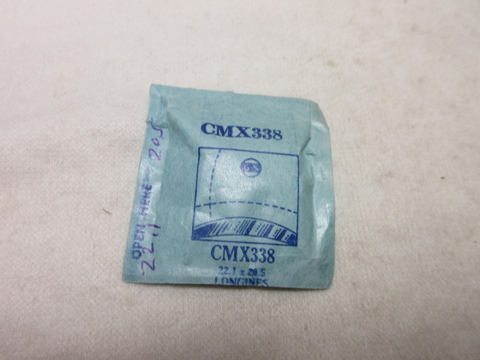 GS LONGINES WATCH CRYSTAL CMX338 WATCHMAKER REPLACEMENT 22.1 X 20.5 #338